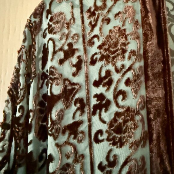 Free People Kite and Butterfly Hand Beaded Velvet Burnout Kimono Cardigan - Picture 6 of 12